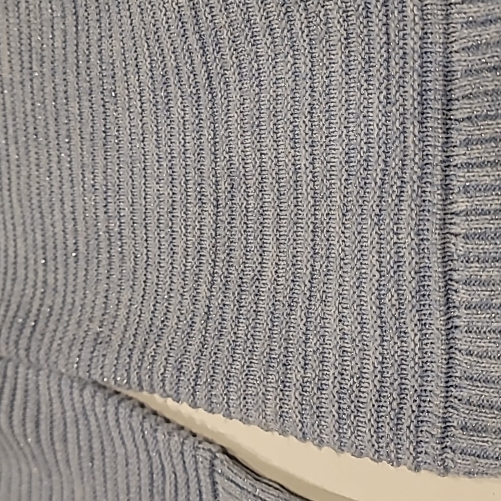 Nine West Sparkle Ribbed Knit Sweater Pastel Blue XS - Picture 6 of 13